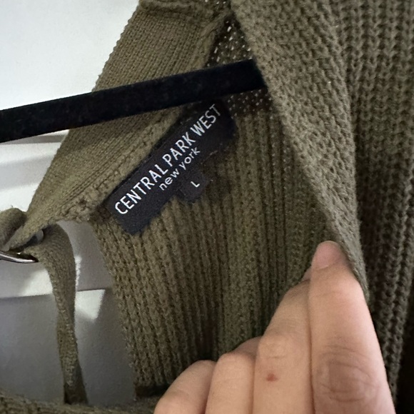 Dark Green Oversized Distressed Women's Sweater by Central Park West - Picture 4 of 4